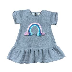 PEEK Gray‎ Ruffle Midi Dress Fringed Rainbow Pastel Short Sleeve 12 - 18 Months